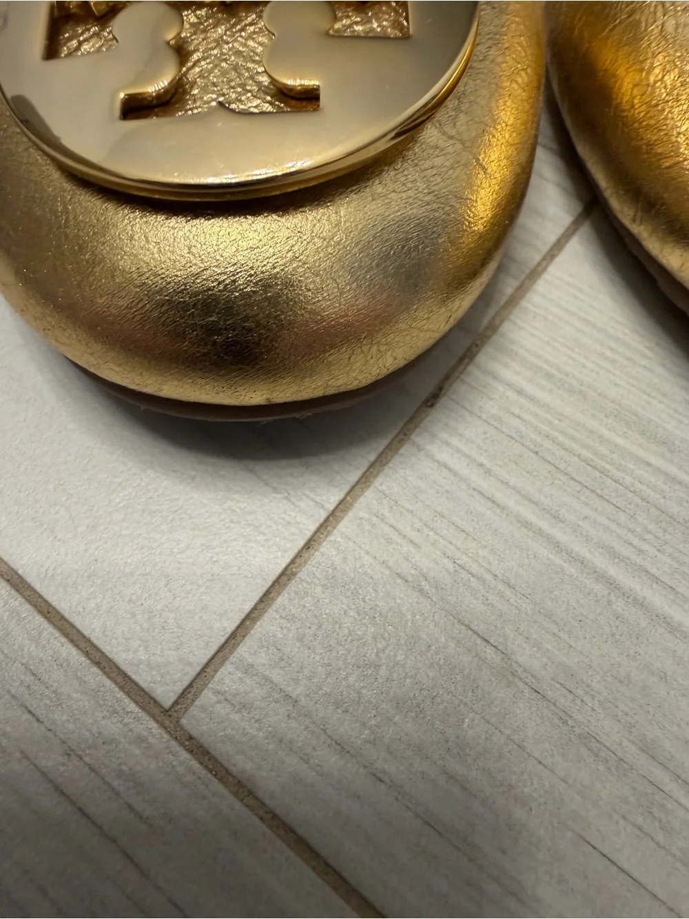 Tory Burch Gold Leather Ballet Flats